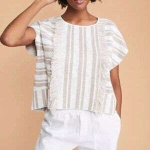 Lou & Grey Fringe Stripe Poncho Sweater